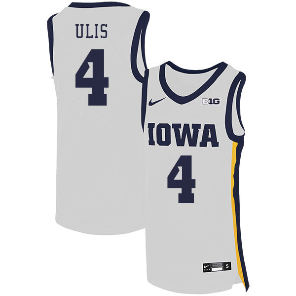 Men #4 Ahron Ulis Iowa Hawkeyes College Basketball Jerseys Sale-White